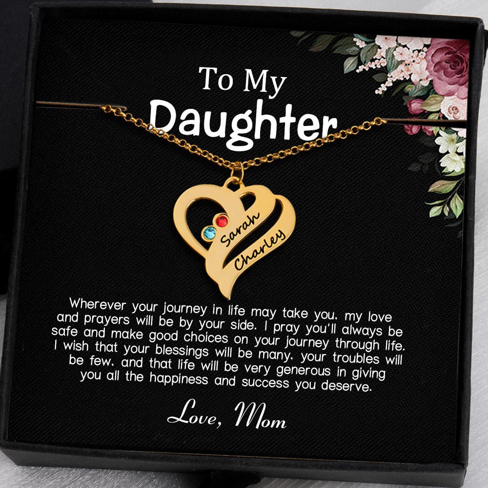 To My Daughter Heart Necklace From Mum With Personalised Name For Girl