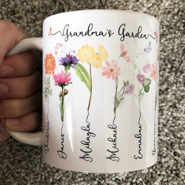 Grandma's Garden Mug Personalised Birth Month Flower With Grandchildren Name Gift Ideas For Nana Gigi Mother's Day