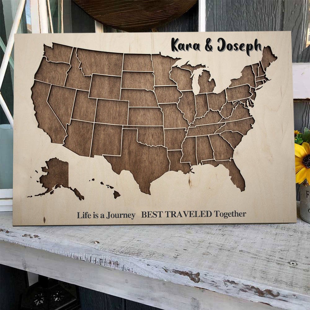 Push Pin USA Travel Map For Couples Custom Anniversary Gifts Home Wall Decor