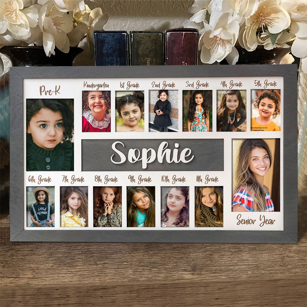 Personalised 3D Pre-K-12 School Years Photo Frame Display Back to School Gifts