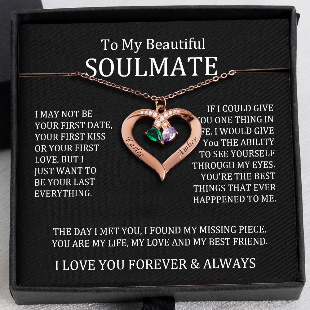 To My Soulmate Necklace Personalised Heart Gift Ideas With Names For Valentine's Day