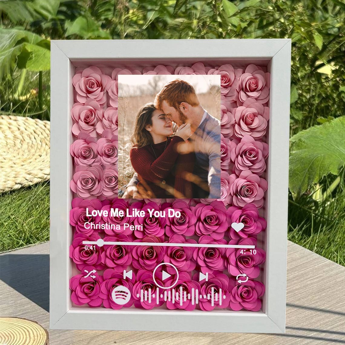 Personalised Spotify Song Photo Flower Shadow Box Valentine's Day Anniversary Gift Ideas For Soulmate Wife Girlfriend