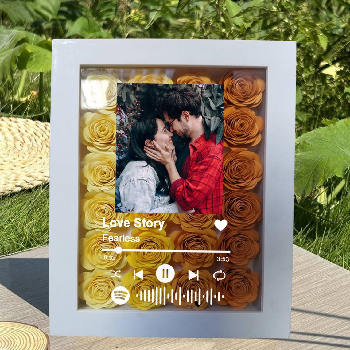 Personalised Spotify Song Photo Flower Shadow Box Valentine's Day Anniversary Gift Ideas For Soulmate Wife Girlfriend