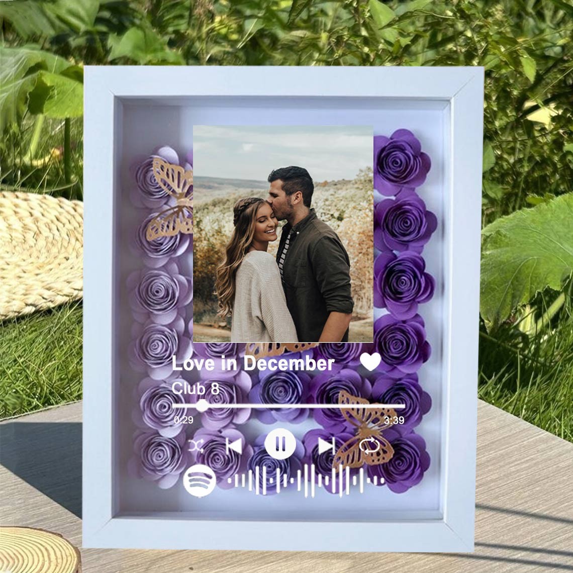 Personalised Spotify Song Photo Flower Shadow Box Valentine's Day Anniversary Gift Ideas For Soulmate Wife Girlfriend