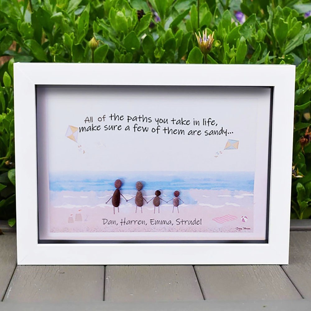 Personalised Pebble Art Picture Frame For Family Christmas's Day