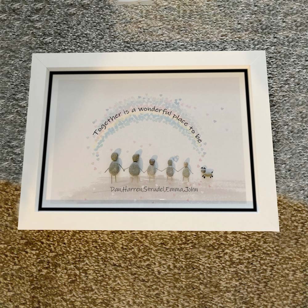 Personalised Pebble Art Picture Frame For Family Christmas's Day