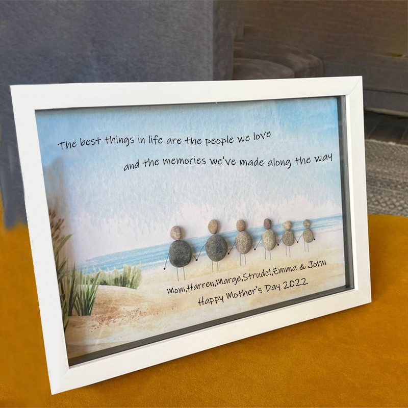 Personalised Pebble Art Frame For Family Christmas's Day For Mum Grandma