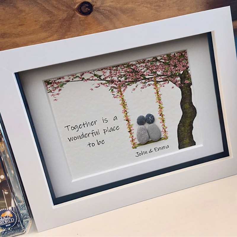 Personalised Pebble Art Name Frame For Couple Wedding Anniversary Valentine's Day Gift Ideas