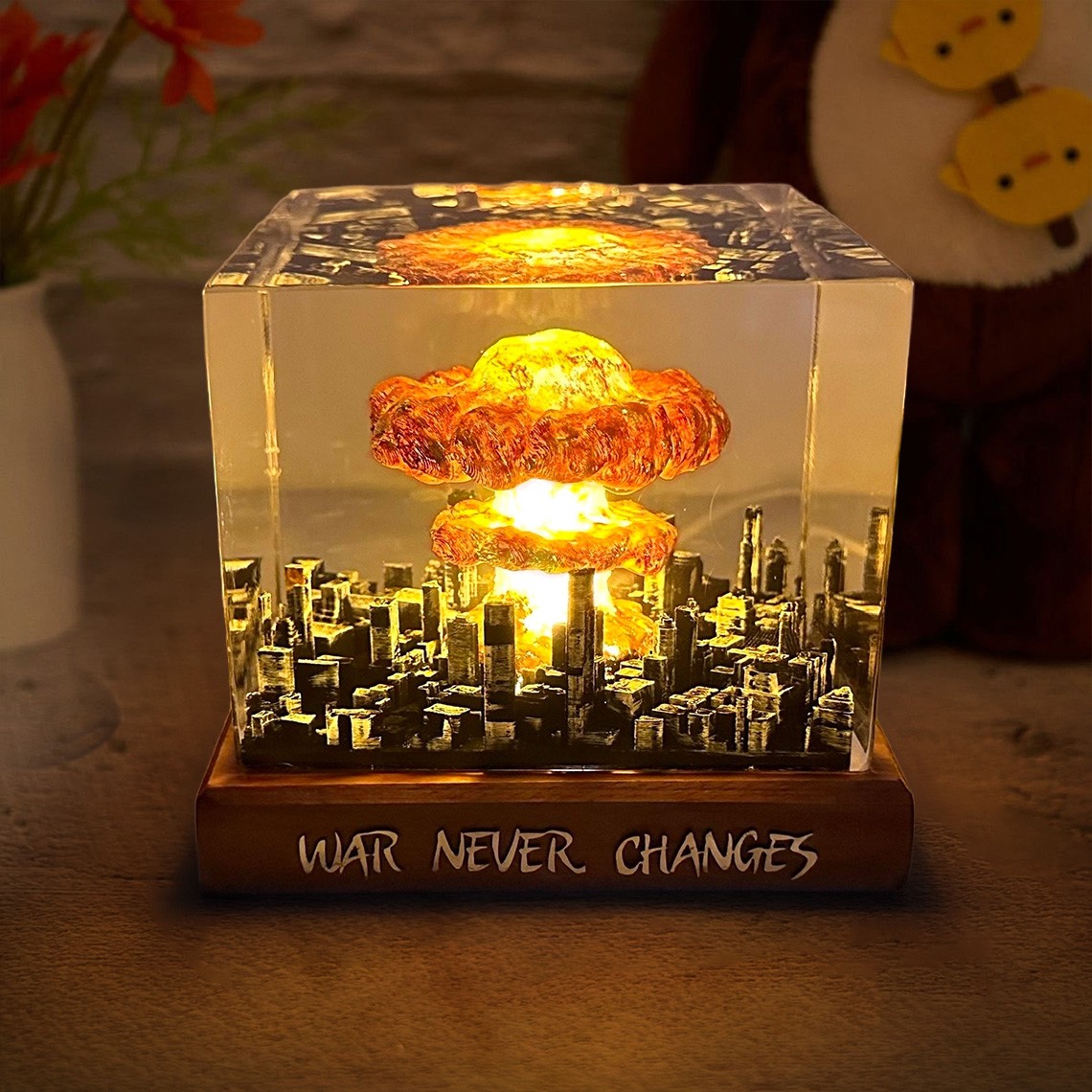 Atomic Bomb Epoxy Resin Wood Lamp Gifts For Peace Lovers