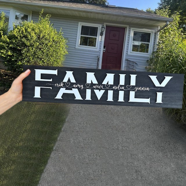 Personalised Mum Wood Sign Family Plaque With Name Engraving For Christmas's Day