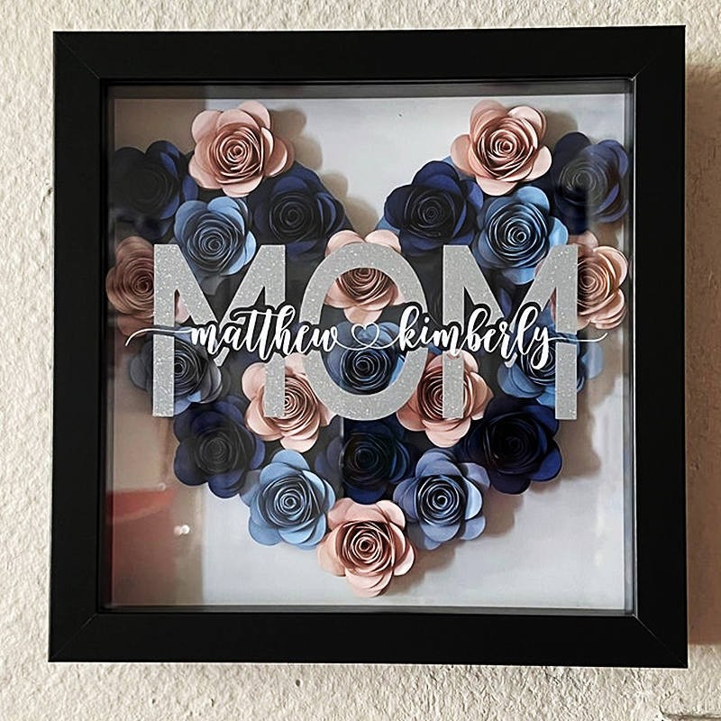 Personalised Mum Flower Shadow Box With Name For Mother's Day