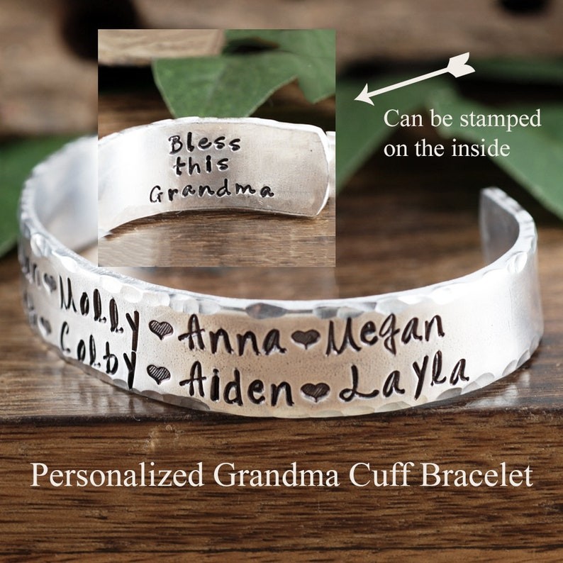 Personalised Mum Grandma Cuff Kids Name Bracelet Christmas Gift