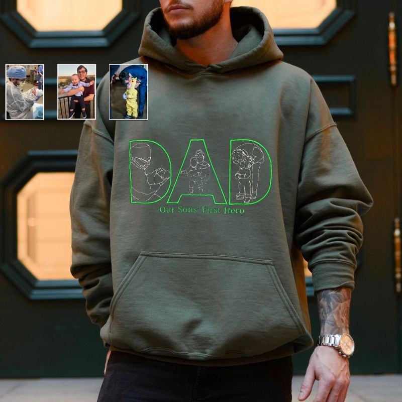 Personalised Embroidered Shirt with Photo Outline For Father's Day Gift