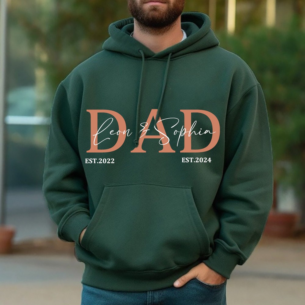 Personalised DAD Sweatshirt Shirt with Kid's Est Date and Names For Dad Pop Gift Ideas