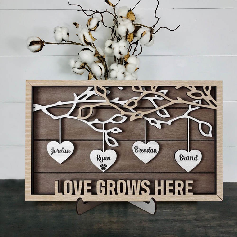 Custom Family Tree Sign With Name Engraved Home Decor Anniversary Christmas Day Gift Ideas