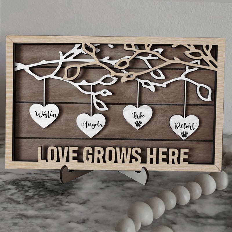 Personalised Family Tree Sign With Name Engraved Home Decor Anniversary Christmas Day Gift Ideas