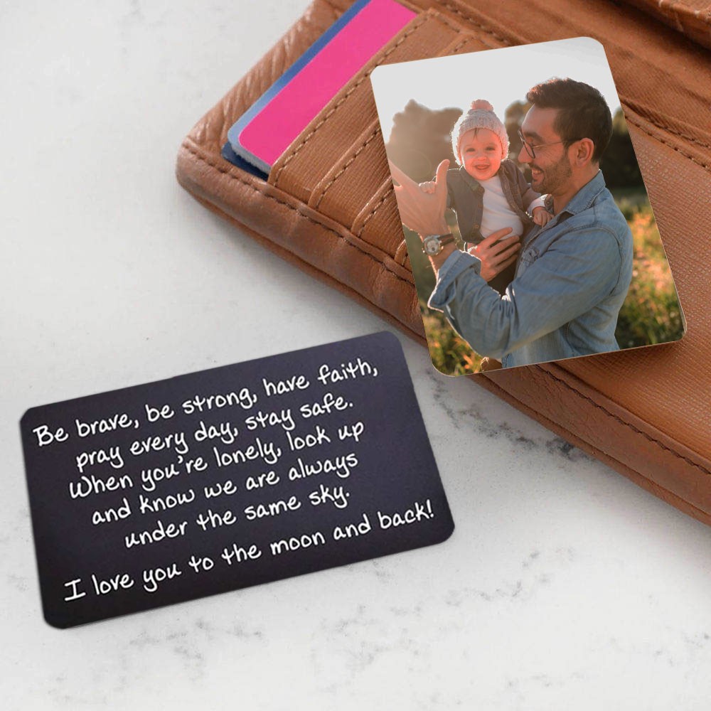 Personalised Metal Wallet Photo Card Love Note Anniversary Gift For Dad
