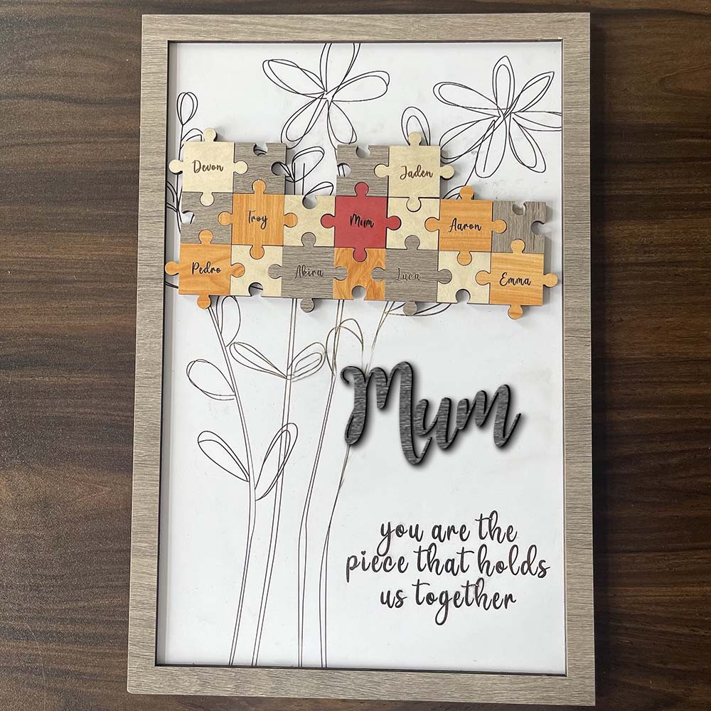 Personalised Mum Puzzle Pieces Sign For Mum Grandma Home Wall Decor You Are The Piece That Holds Us Together