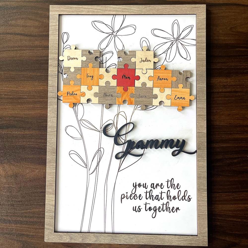 Personalised Granny You Are The Piece That Holds Us Together With Grandkids Name Mum Puzzle Sign