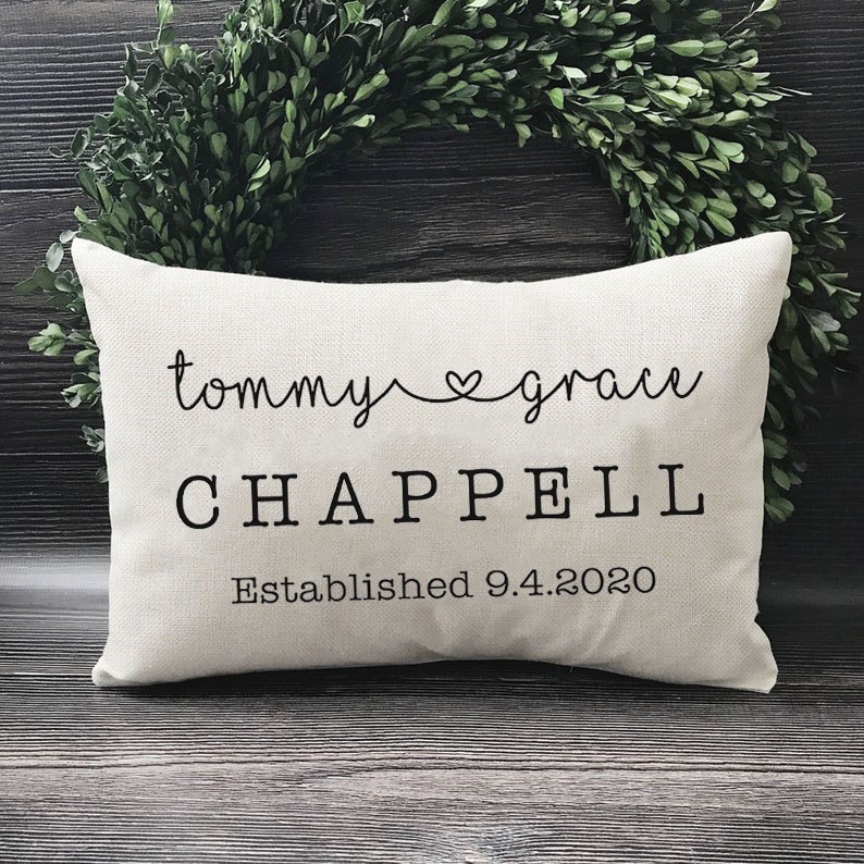 Personalised Established Date Couples Name Pillow Housewarming Anniversary Valentine's Day Gift
