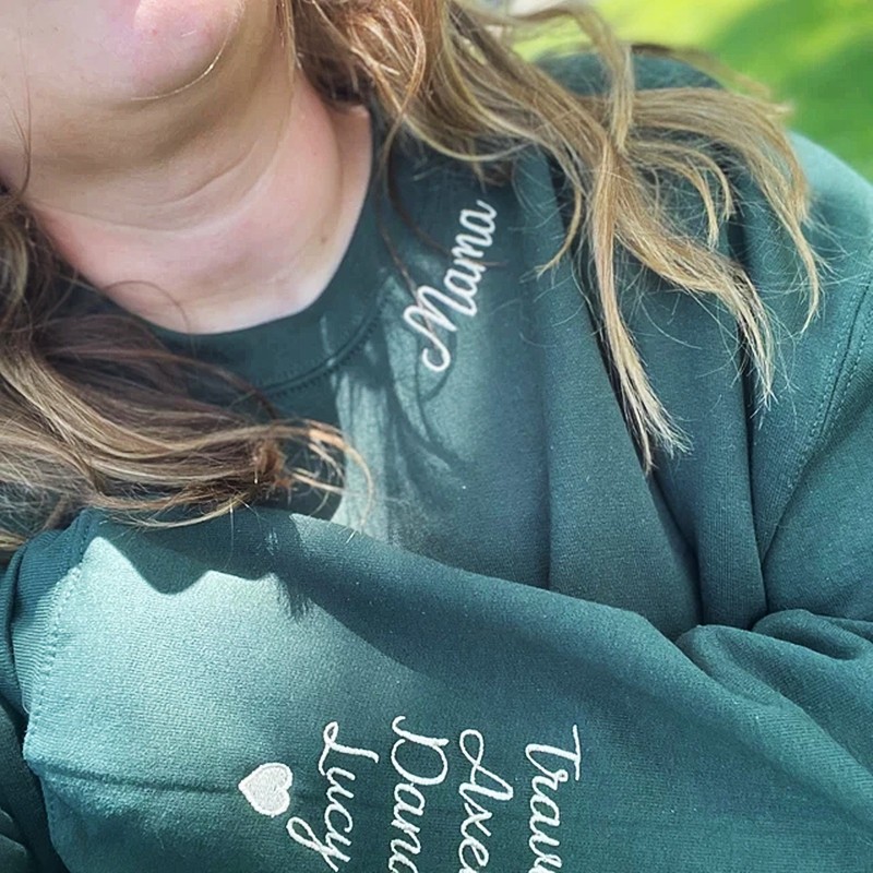 Custom Mama Embroidered Sweatshirt Hoodie with Kids Names For Mother's Day Gift Ideas