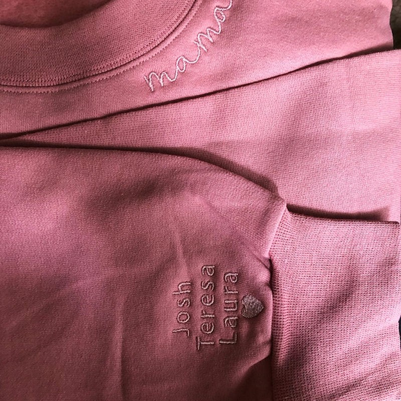 Custom Mama Embroidered Sweatshirt Hoodie with Kids Names For Mother's Day Gift Ideas