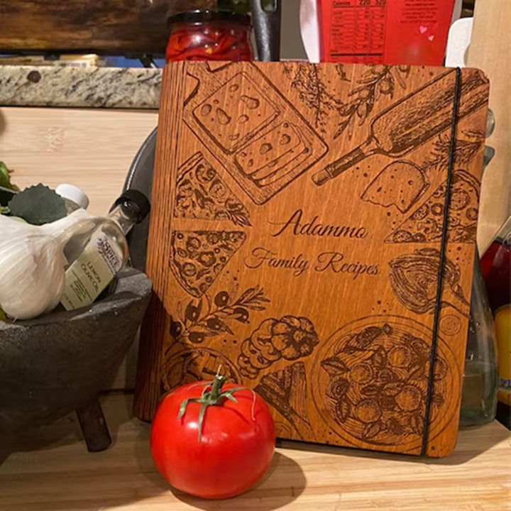 Custom Family Wood Recipe Book For Mum Grandma Christmas Day Gift Ideas