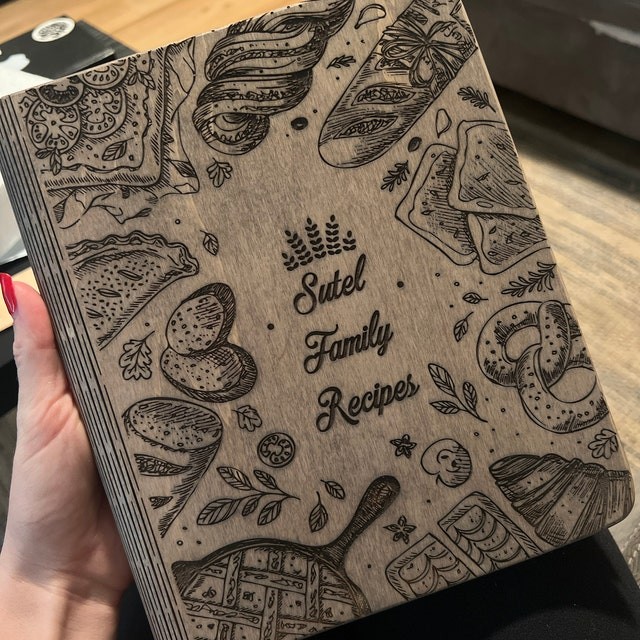 Personalised Family Wooden Recipe Book For Mum Grandma Christmas Day Gift Ideas