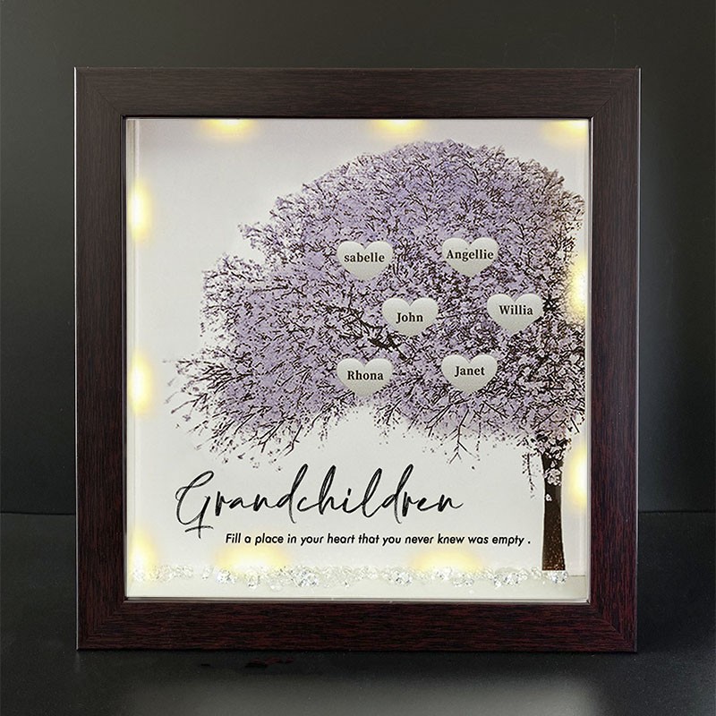 Personalised Family Tree Grandchildren Name Red Oak Frame Home Decor For Grandma