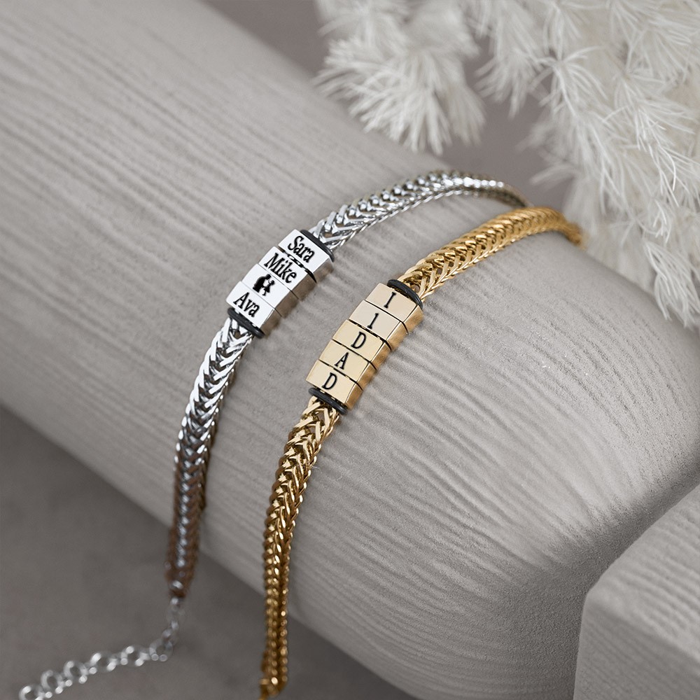 Personalised Men's Bracelet With Custom Beads Gift For Dad Father's Day Gifts