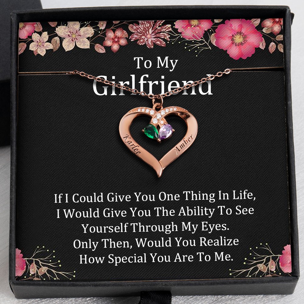 To My Girlfriend Necklace Personalised Heart Gift Ideas With Her and Him Name For Valentine's Day