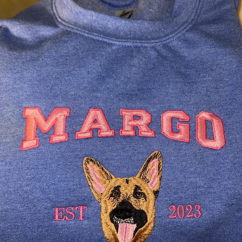 Personalised Dog Face Embroidered Sweatshirt Varsity Style For Pet Lover Gifts