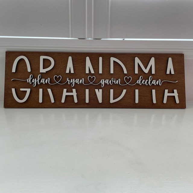 Custom Mum Wood Sign With Grandchildren Name Engraving For Grandma Birthday Mother's Day