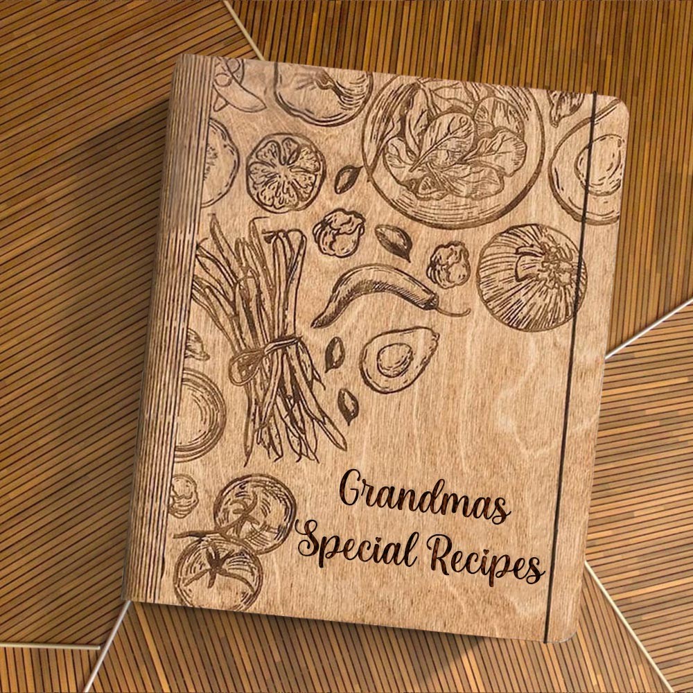 Custom Family Wood Recipe Book For Mum Grandma Christmas Day Gift Ideas