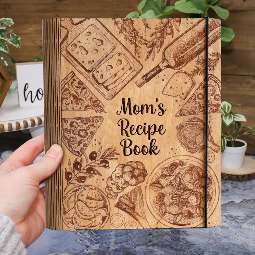 Custom Family Wood Recipe Book For Mum Grandma Christmas Day Gift Ideas