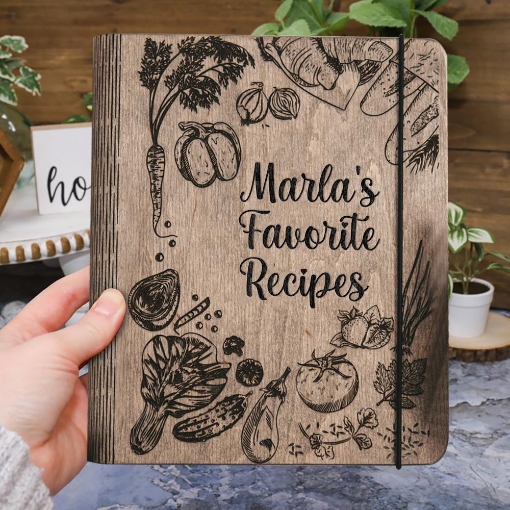 Custom Family Wood Recipe Book For Christmas Day Gift Ideas