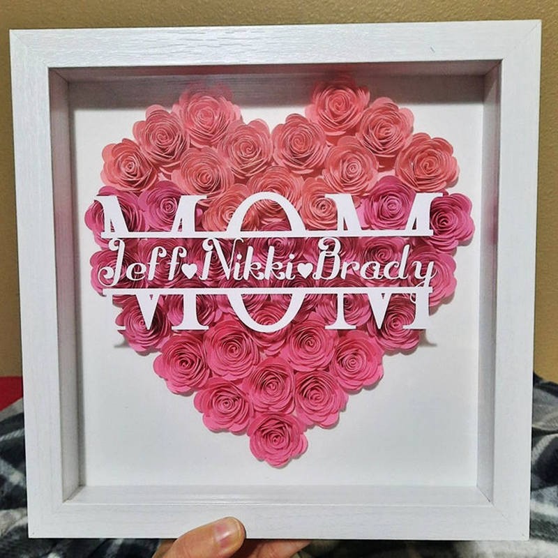 Personalised Mum Flower Shadow Box With Name For Mother's Day