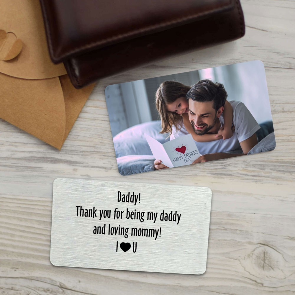 Personalised Metal Wallet Photo Card Love Note Anniversary Gift For Him Dad
