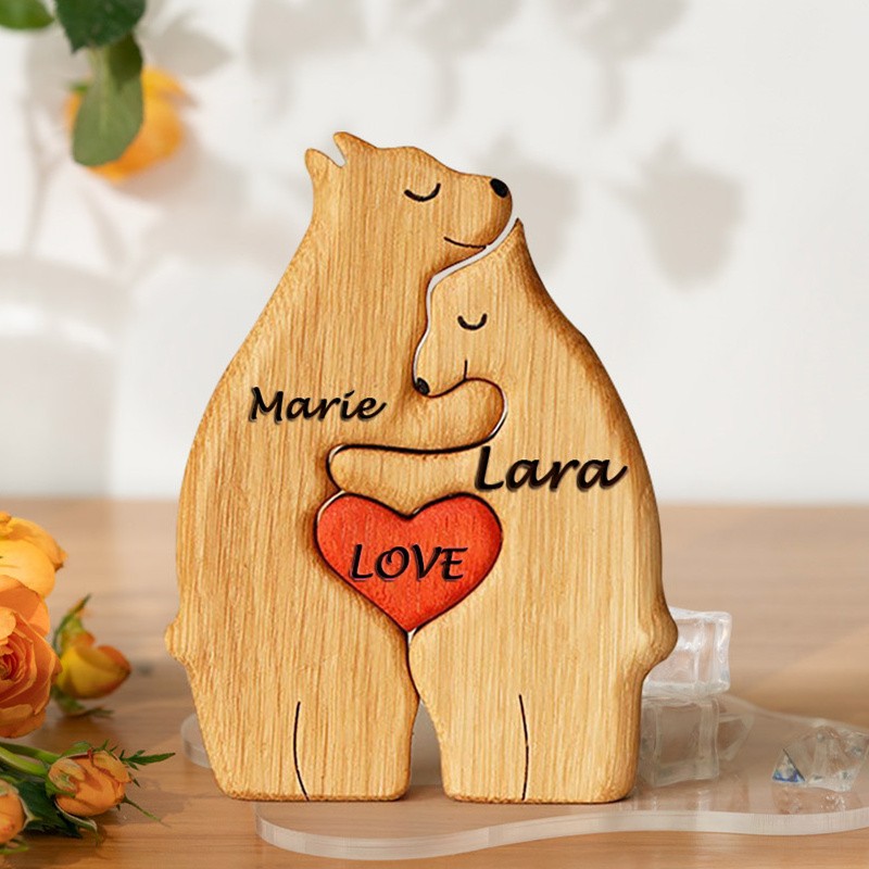 Custom Couple Bear Puzzle Anniversary Wedding Family Keepsake Gift For Valentine's Day