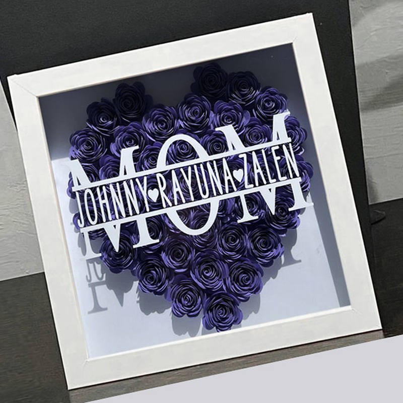 Personalised Mum Flower Shadow Box With Name For Mother's Day