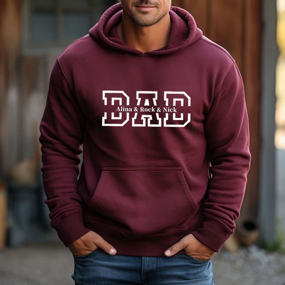 Custom Dad Sweatshirt Hoodie with Kids Names For Father's Day Gift Ideas