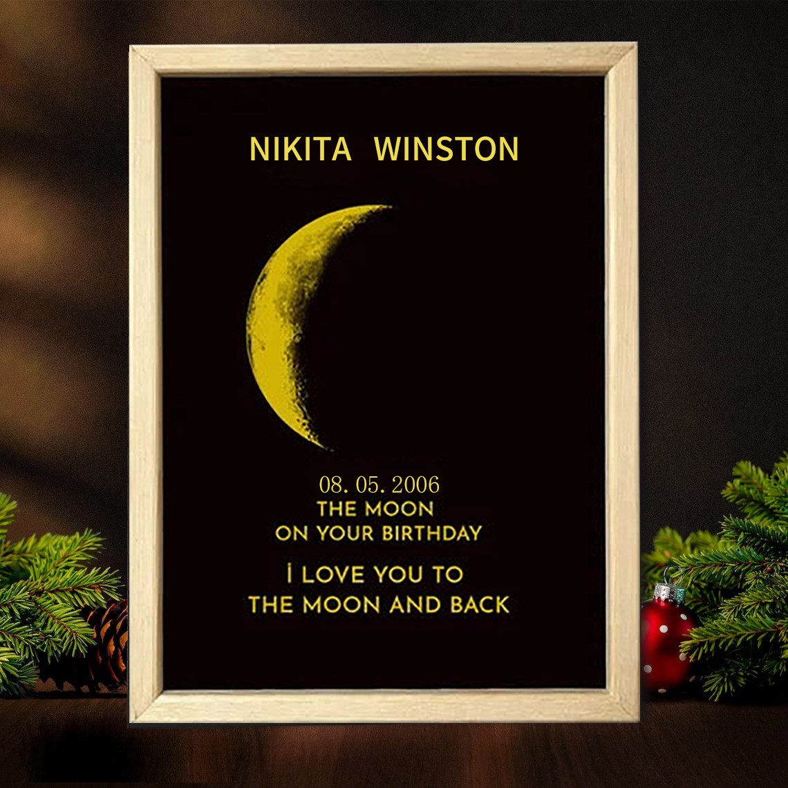 Custom Moon Phase Photo Wood Sign Warm Gift For Mother's Day