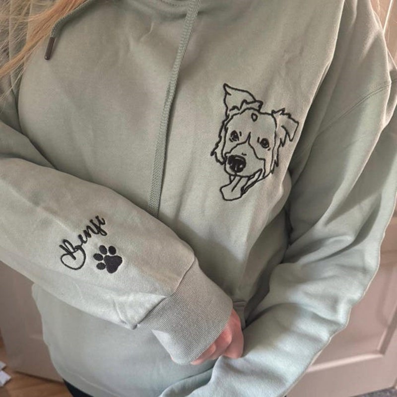 Custom Dog Face Portrait Outline Sweatshirt For Pet Lover Gifts