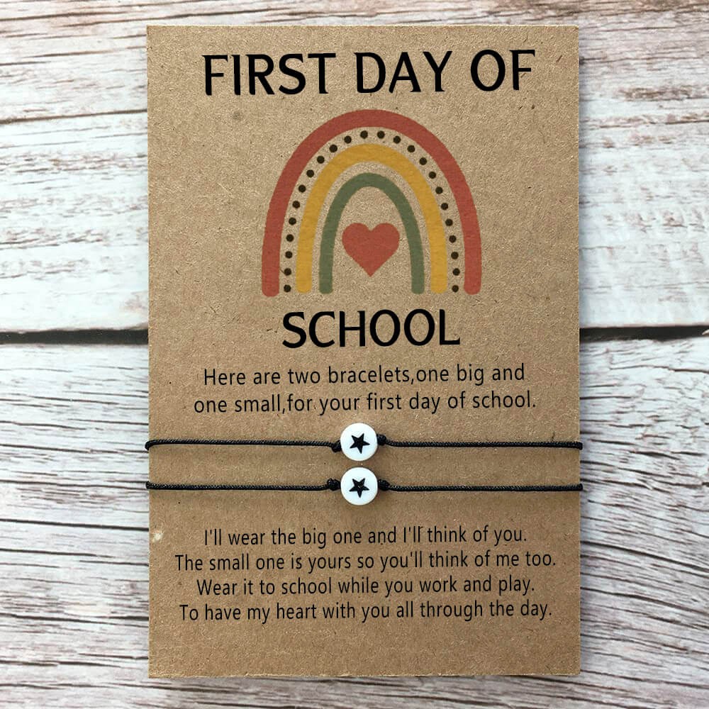 First Day of School Back to School Bracelet Mummy and Me Anxiety Separation Wish Gifts For Kid Set of 2