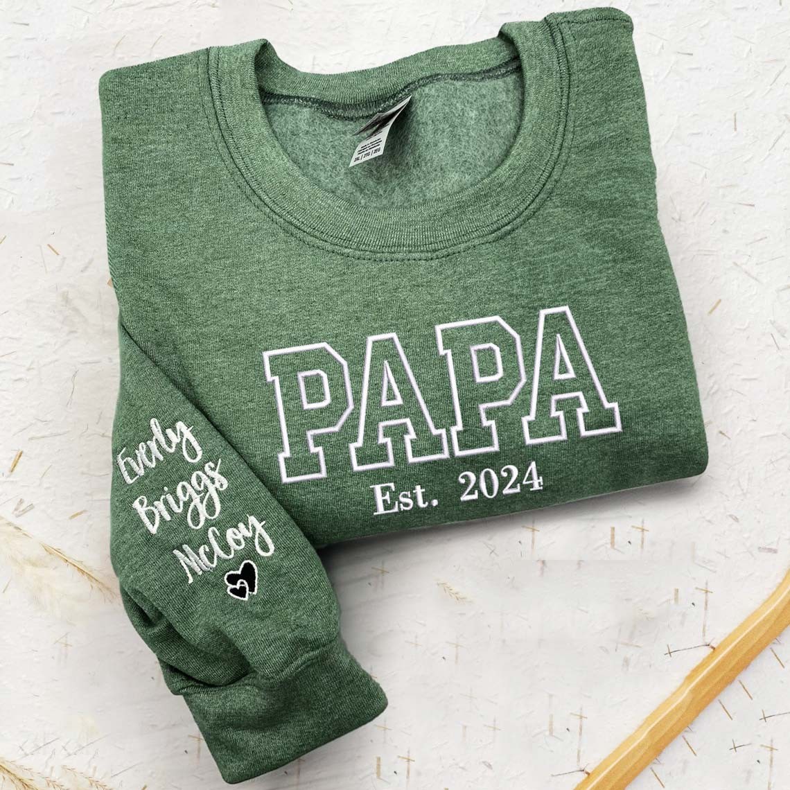 Custom Embroidered Papa Sweatshirt Hoodie with Kids Names For Father's Day Gift Ideas
