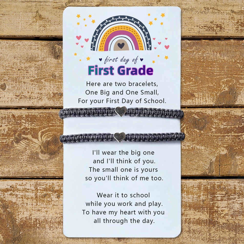 First Day of First Grade Back to School Bracelet Mummy and Me Anxiety Separation Wish For Kid Set of 2