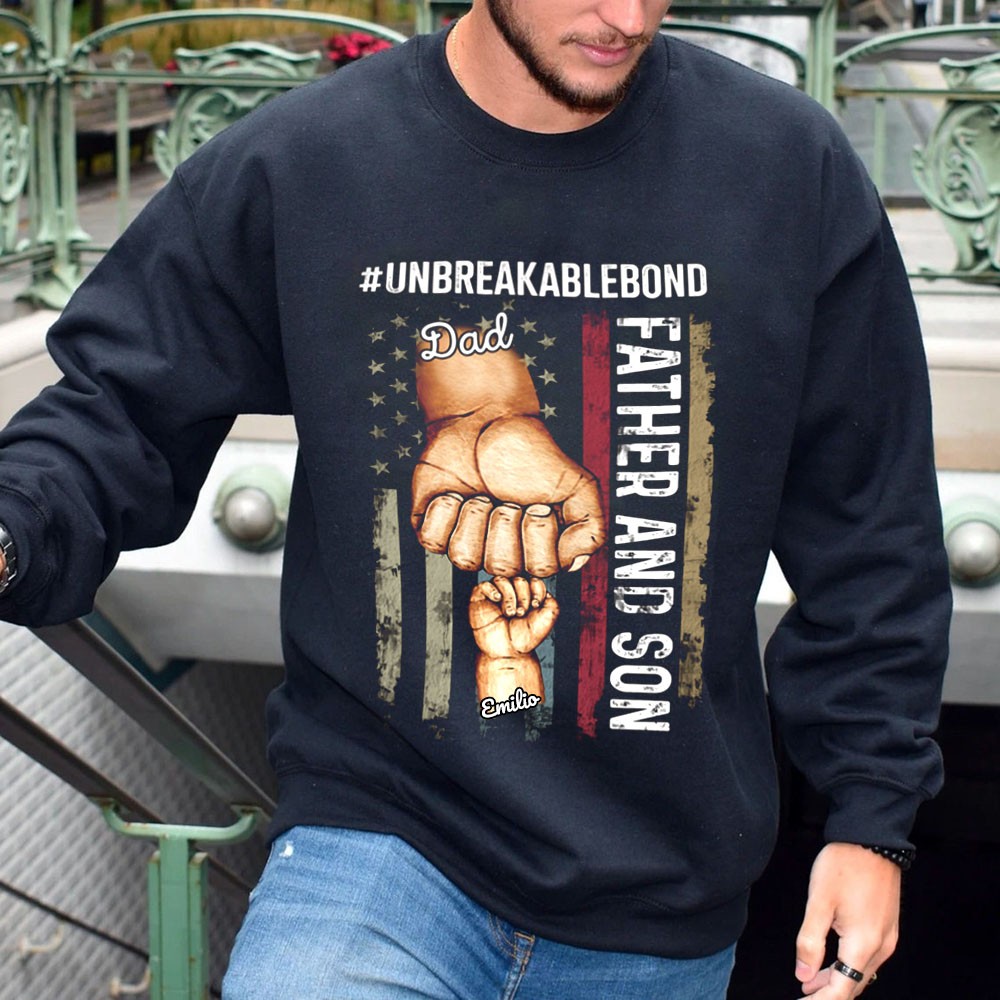 Personalised Fist Bump Sweatshirt With Kids Name For Father's Day Gift Ideas