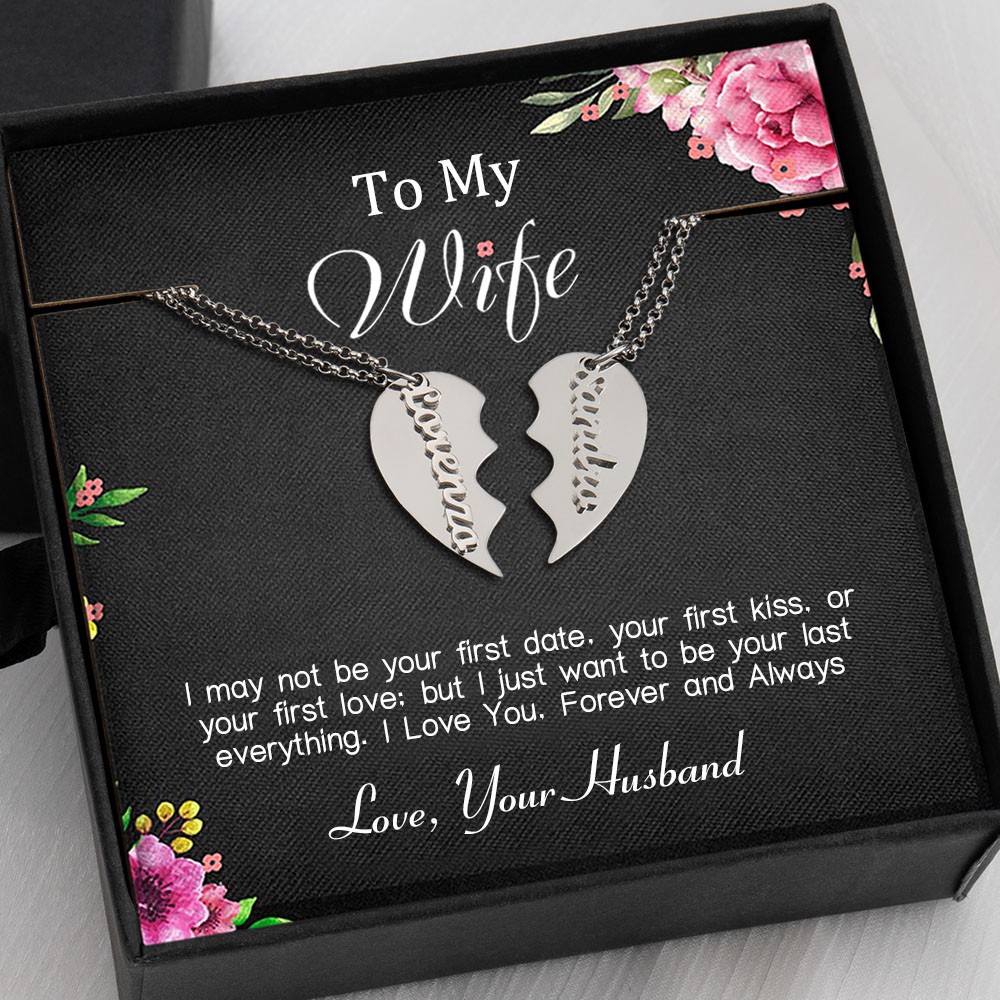 To My Wife Necklace Personalised Couple Name Necklace Valentine's Day