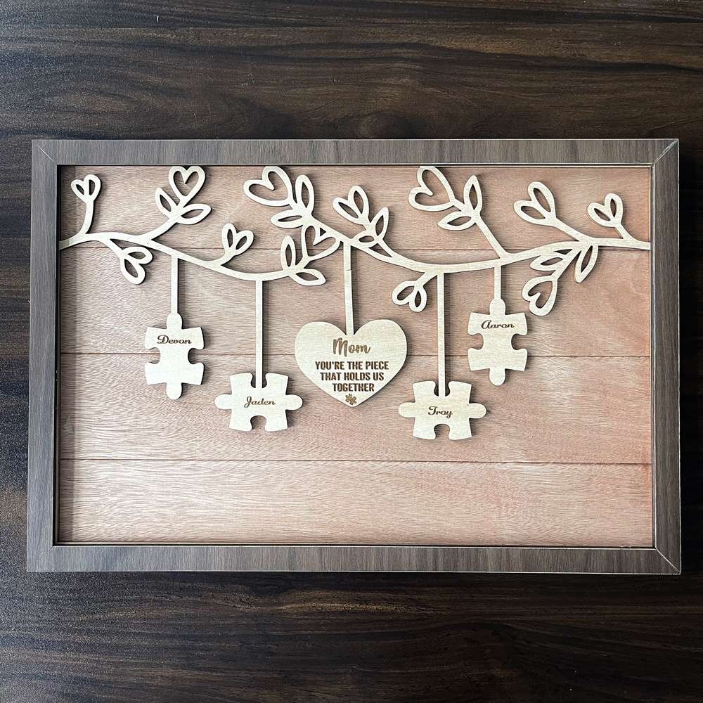 Personalised You Are The Piece That Holds Us Together Mum Puzzle Sign With Kids Names