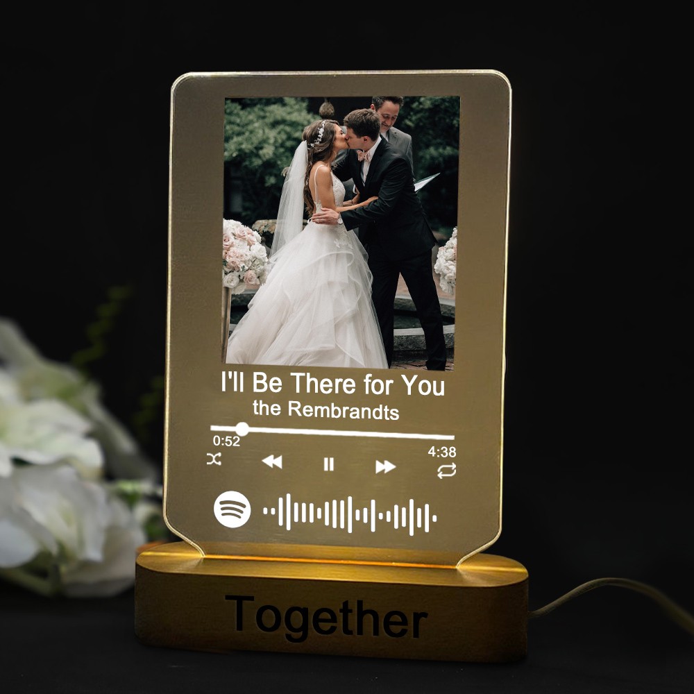 Personalised Photo Music Song Plaque Night Light Home Decor Valentine's Day Anniversary Couple Wedding Gift Ideas